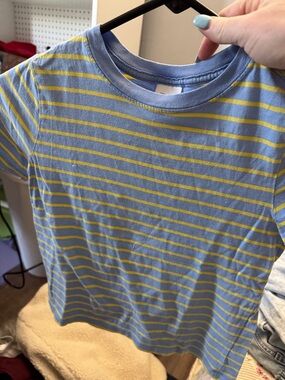 Hanna Andersson Light Blue Tee with Yellow Stripes